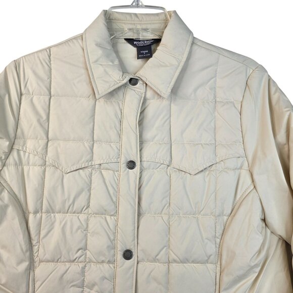 Woolrich Womens Insulated Quilted Shirt Jacket S Water Resistant Beige New Tags - Picture 2 of 14